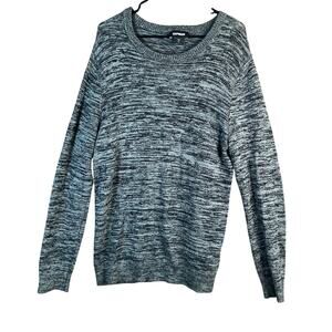 Express Womens Sweater Black Marled Knit Crew Neck Pullover Long Sleeve Large